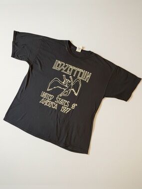 Led Zeppelin 2003 Black Graphic Tee - United States of America 1977